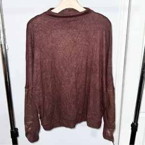 Express Brown Mock Neck Faux Leather Arm Sweater Top Size XL NWT!